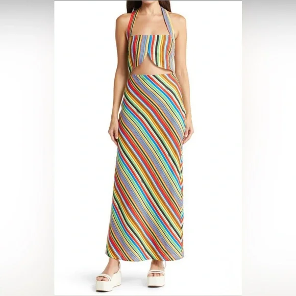 SIMON MILLER PIKO STRIPED LINEN MAXI DRESS - Picture 1 of 16